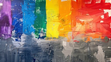 abstract expressionist art style of lgbtq+ flag on grey background