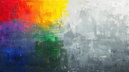 abstract expressionist art style of lgbtq+ flag on grey background