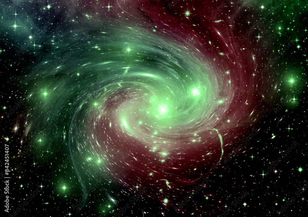 Wall mural galaxy in a free space. 3d rendering