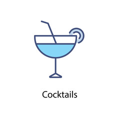 Cocktails icons vector set stock illustration.