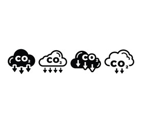 CO2 reduction icons symbol sign vector design black white illustration collections sets 