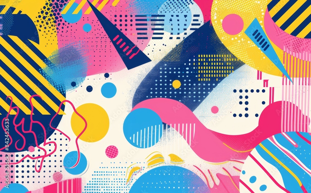 Poster abstract geometric shapes in a color background. geometric elements in a color background.
