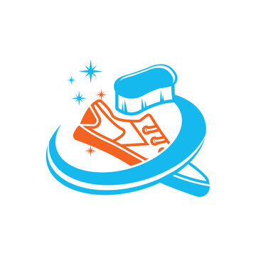 orange shoe cleaning with blue brush clip art preview