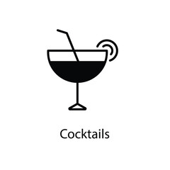 Cocktails icons vector set stock illustration.