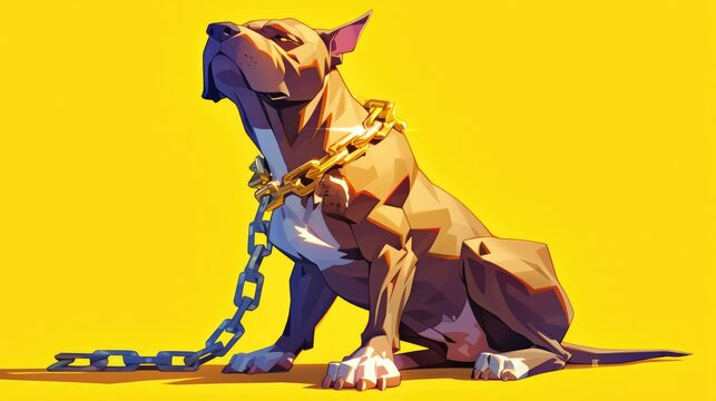 A cartoon pitbull sporting a flashy gold chain