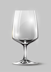 Alcohol glass for drinks. Transparent glass goblet, vector icon. Glass for wine, martini, champagne or other. Cocktail glass