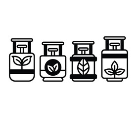 biogas energy eco friendly icons symbol vector design black white flat illustration collections sets isolated