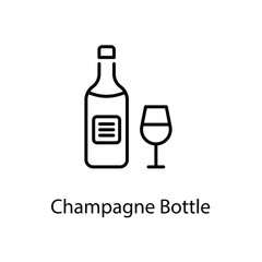 Champagne Bottle icons vector set stock illustration.