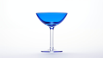glass of blue mocktail on white background