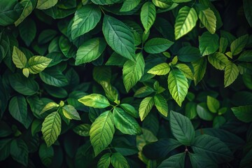 Green Foliage. Beautiful background with Bright Green Bushes and Colorful Flora