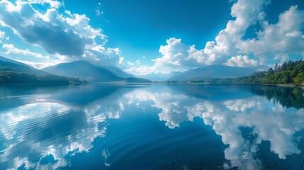 Fototapeta premium Azure clarity of a sky reflecting in a calm lake