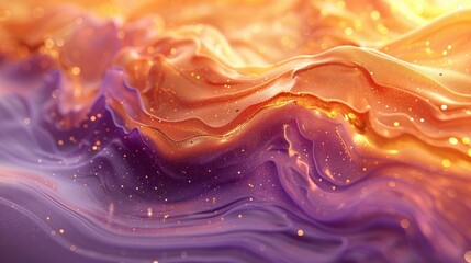 The image is a close-up of a colorful fluid. The colors are vibrant and saturated, and the fluid seems to be moving slowly. The image is very abstract, and it is not clear what the fluid is or what is