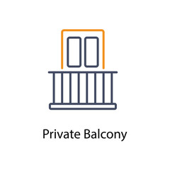 Private Balcony icons vector set stock illustration.