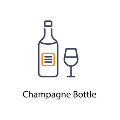 Champagne Bottle icons vector set stock illustration.