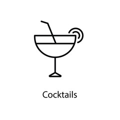Cocktails icons vector set stock illustration.
