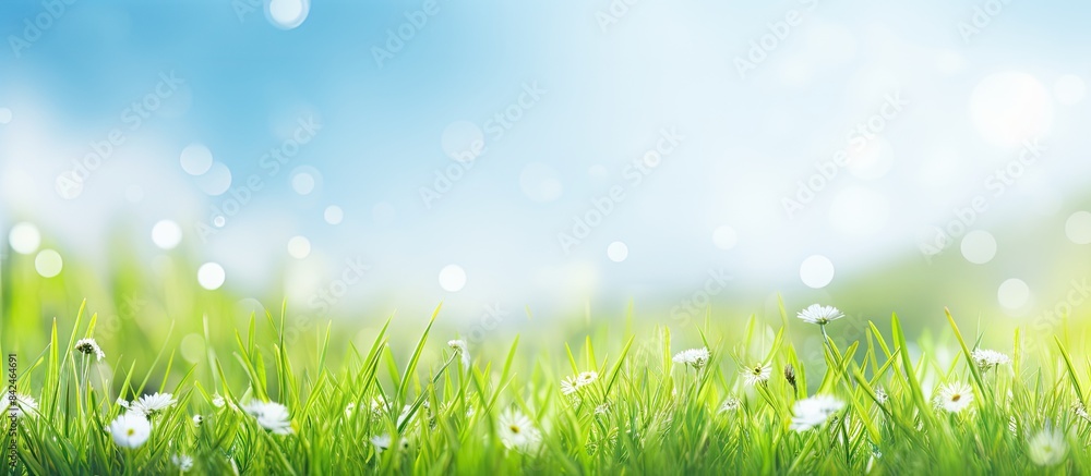 Poster a bright summer sky with sunlight creating a natural bokeh effect in a copy space image.