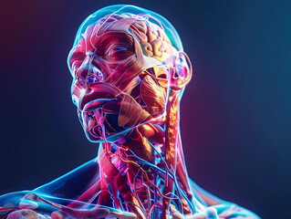 Stylized scan image of the human body for a science textbook cover
