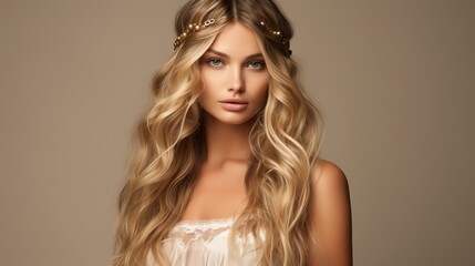 Naklejka premium A Loose waves with a boho headband