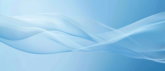 Obraz premium A serene abstract background with smooth, flowing lines in light blue, creating a sense of calm and tranquility against a gradient blue background