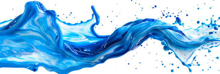 Dynamic splash of blue paint in motion for abstract art transparent background