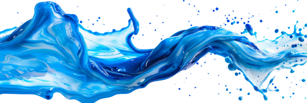Dynamic splash of blue paint in motion for abstract art transparent background