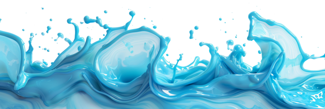 Dynamic splash of blue paint in motion for abstract art transparent background