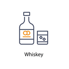 Whiskey icons vector set stock illustration.