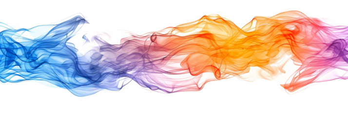 Abstract colorful smoke waves transparent background ideal for dynamic designs and backgrounds