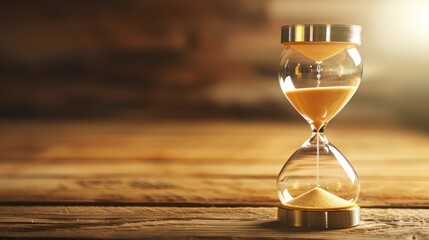 hourglass on wood background