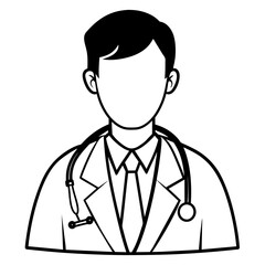 Fototapeta premium Doctor man vector illustration. Doctor in white coat. Stethoscope.