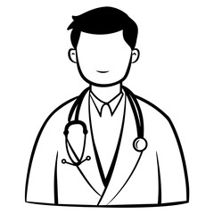 Doctor man vector illustration. Doctor in white coat. Stethoscope.