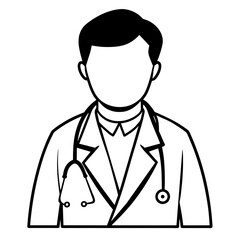 Fototapeta premium Doctor man vector illustration. Doctor in white coat. Stethoscope.