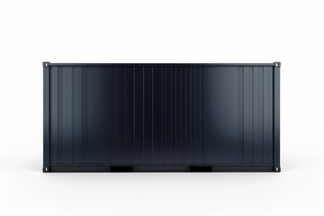 Front View Of A Black Steel Shipping Container On White Background