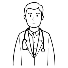 Doctor man vector illustration. Doctor in white coat. Stethoscope.