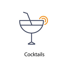 Cocktails icons vector set stock illustration.