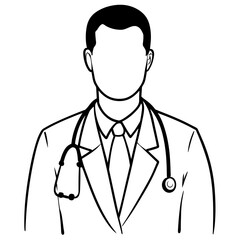 Fototapeta premium Doctor man vector illustration. Doctor in white coat. Stethoscope.