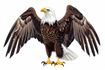Obraz premium Illustration of a Bald Eagle With Wings Spread Wide