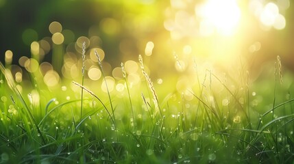 Obraz premium Vibrant grassland basking in the sunlight background