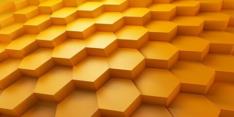 Dynamic 3D honeycomb pattern with hexagonal shapes in vibrant yellow. Ideal for design and architecture.