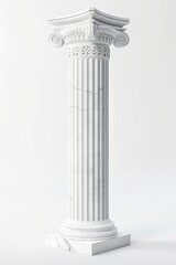 Fototapeta premium A White Marble Column With Intricate Detailing on a White Background