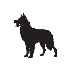 vector silhouette black dog in white background