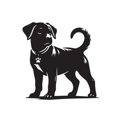 vector silhouette black dog in white background