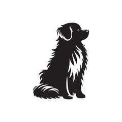 vector silhouette black dog in white background