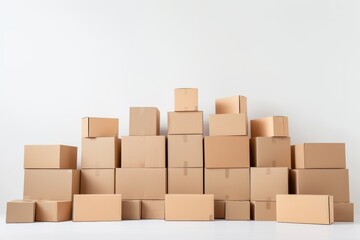 Obraz premium Stack of Cardboard Boxes in a White Room