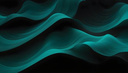 Obraz premium Smooth gradient background green black color abstract wave backdrop, banner poster header design 
