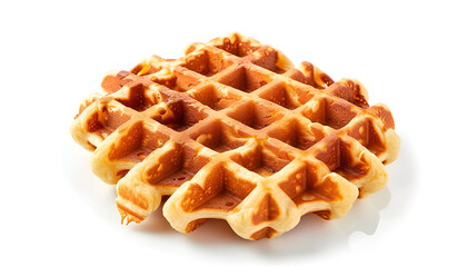 One tasty Belgian waffle isolated on white