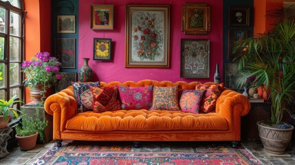 Maximalist decor, celebrating bold patterns and vibrant colors. 