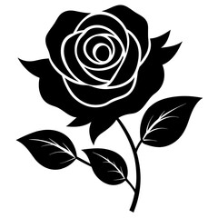Obraz premium Rose flower leaves and branches vector art illustration 