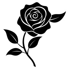 Rose flower leaves and branches vector art illustration
