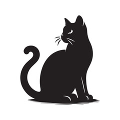 vector silhouette black cat in white background